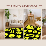 Ultra Soft Area Rug, Non Slip, Stain Resistant, Washable Area Rugs for Living Room, Bedroom, Nostalgic Artistic Expression Mat(Yellow)