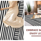 Ultra Soft Area Rug, Non Slip, Stain Resistant, Washable Area Rugs for Living Room, Bedroom, Striped Woven Rug: Farmhouse Style Area Rug(Black)