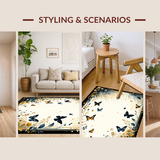 Ultra Soft Area Rug, Non Slip, Stain Resistant, Washable Area Rugs for Living Room, Bedroom, Contemporary Insect Illustrative Design(Gold)