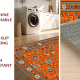 Ultra Soft Area Rug, Non Slip, Stain Resistant, Washable Area Rugs for Living Room, Bedroom, Playful Orange Tiled Motif(Orange)