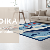 Ultra Soft Area Rug, Non Slip, Stain Resistant, Washable Area Rugs for Living Room, Bedroom, Vibrant Oceanic Animal Pattern(Blue)