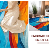 Ultra Soft Area Rug, Non Slip, Stain Resistant, Washable Area Rugs for Living Room, Bedroom, Vibrant Abstract Geometric Theme(Orange)