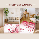 Ultra Soft Area Rug, Non Slip, Stain Resistant, Washable Area Rugs for Living Room, Bedroom, Pastel Gradient Blossom Pattern(Red)