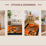 Ultra Soft Area Rug, Non Slip, Stain Resistant, Washable Area Rugs for Living Room, Bedroom, Vibrant Ethnic Animal Print Charm(Orange)