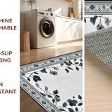 Ultra Soft Area Rug, Non Slip, Stain Resistant, Washable Area Rugs for Living Room, Bedroom, Modern Botanical Luxe Touch(Gray)