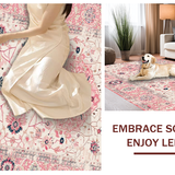 Ultra Soft Area Rug, Non Slip, Stain Resistant, Washable Area Rugs for Living Room, Bedroom, Serene Modern Soft Pink Embellishments(Pink)