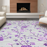 Ultra Soft Area Rug, Non Slip, Stain Resistant, Washable Area Rugs for Living Room, Bedroom, Artful Light Grey Botanical Print(Gray)