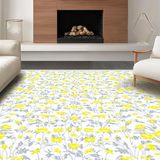 Ultra Soft Area Rug, Non Slip, Stain Resistant, Washable Area Rugs for Living Room, Bedroom, Elegant White Floral Harmony(Yellow)