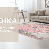 Ultra Soft Area Rug, Non Slip, Stain Resistant, Washable Area Rugs for Living Room, Bedroom, Chic Blush Floral Motif(Pink)