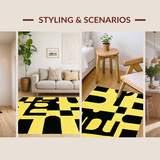 Ultra Soft Area Rug, Non Slip, Stain Resistant, Washable Area Rugs for Living Room, Bedroom, Trendy Urban Textual Decor(Yellow)