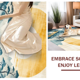 Ultra Soft Area Rug, Non Slip, Stain Resistant, Washable Area Rugs for Living Room, Bedroom, Tranquil Creamy Organic Lines(Yellow)