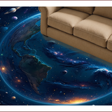 Ultra Soft Area Rug, Non Slip, Stain Resistant, Washable Area Rugs for Living Room, Bedroom, world map round(Blue)