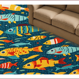 Ultra Soft Area Rug, Non Slip, Stain Resistant, Washable Area Rugs for Living Room, Bedroom, Multicolour Fishing Lure Boys Bedroom Rug(Blue)