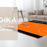 Ultra Soft Area Rug, Non Slip, Stain Resistant, Washable Area Rugs for Living Room, Bedroom, Playful Round Basketball Inspired(Orange)