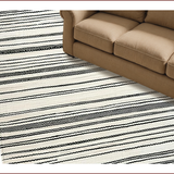 Ultra Soft Area Rug, Non Slip, Stain Resistant, Washable Area Rugs for Living Room, Bedroom, Rustic Striped Textured Visual(Black)