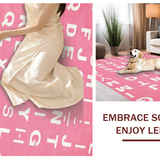 Ultra Soft Area Rug, Non Slip, Stain Resistant, Washable Area Rugs for Living Room, Bedroom, Whimsical Pink Lettered Soft Texture(Pink)
