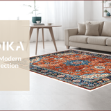 Ultra Soft Area Rug, Non Slip, Stain Resistant, Washable Area Rugs for Living Room, Bedroom, Vintage Tribal Dining Room Washable Rug(Red)