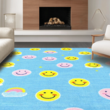 Ultra Soft Area Rug, Non Slip, Stain Resistant, Washable Area Rugs for Living Room, Bedroom, Enchanting Soft-Toned Fun Elements(Blue)