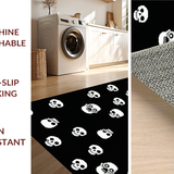 Ultra Soft Area Rug, Non Slip, Stain Resistant, Washable Area Rugs for Living Room, Bedroom, Whimsical Monochrome Skull Motif(Black)