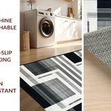 Ultra Soft Area Rug, Non Slip, Stain Resistant, Washable Area Rugs for Living Room, Bedroom, Dynamic Stripe Pattern Rug for Versatile Spaces(Black)