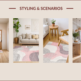Ultra Soft Area Rug, Non Slip, Stain Resistant, Washable Area Rugs for Living Room, Bedroom, Elegant Muted Pink Geometric Motif(Pink)