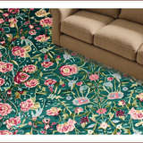Ultra Soft Area Rug, Non Slip, Stain Resistant, Washable Area Rugs for Living Room, Bedroom, Cozy Green Blossom Motif(Blue)