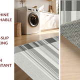 Ultra Soft Area Rug, Non Slip, Stain Resistant, Washable Area Rugs for Living Room, Bedroom, Fashionable Linear Design Elements(Gray)