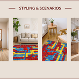 Ultra Soft Area Rug, Non Slip, Stain Resistant, Washable Area Rugs for Living Room, Bedroom, Colorful Interactive Landscape Play Area(Red)