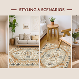 Ultra Soft Area Rug, Non Slip, Stain Resistant, Washable Area Rugs for Living Room, Bedroom, Sophisticated Abstract Earth Tone(Beige)
