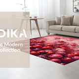 Ultra Soft Area Rug, Non Slip, Stain Resistant, Washable Area Rugs for Living Room, Bedroom, Sweet Cherry Bomb Bow Rug Featuring Juicy Fruit Details and Elegant Pink Ribbon(Red)