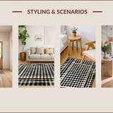 Ultra Soft Area Rug, Non Slip, Stain Resistant, Washable Area Rugs for Living Room, Bedroom, Vintage Inspired Checkerboard Aesthetic(Black)