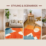 Ultra Soft Area Rug, Non Slip, Stain Resistant, Washable Area Rugs for Living Room, Bedroom, Chic Contemporary Color Play(Orange)