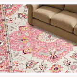 Ultra Soft Area Rug, Non Slip, Stain Resistant, Washable Area Rugs for Living Room, Bedroom, Elegant Blush Garden Pattern(Pink)