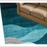 Ultra Soft Area Rug, Non Slip, Stain Resistant, Washable Area Rugs for Living Room, Bedroom, Contemporary Neutral Teal Waves(Blue)