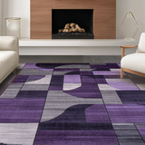 Ultra Soft Area Rug, Non Slip, Stain Resistant, Washable Area Rugs for Living Room, Bedroom, Chic Symmetrical Pattern Fusion(Purple)