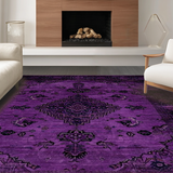 Ultra Soft Area Rug, Non Slip, Stain Resistant, Washable Area Rugs for Living Room, Bedroom, Bold Vibrant Floral Composition(Purple)