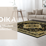Ultra Soft Area Rug, Non Slip, Stain Resistant, Washable Area Rugs for Living Room, Bedroom, Rustic Textured Tiled Arrangement(Black)