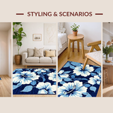 Ultra Soft Area Rug, Non Slip, Stain Resistant, Washable Area Rugs for Living Room, Bedroom, Rustic Surf-Inspired Aesthetic(Blue)