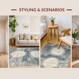 Ultra Soft Area Rug, Non Slip, Stain Resistant, Washable Area Rugs for Living Room, Bedroom, Rustic Mystic Tidal Patterns(Blue)