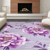 Ultra Soft Area Rug, Non Slip, Stain Resistant, Washable Area Rugs for Living Room, Bedroom, Luxurious Peony Artful Motif(Purple)