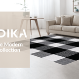 Ultra Soft Area Rug, Non Slip, Stain Resistant, Washable Area Rugs for Living Room, Bedroom, Stylish Neutral Plaid Theme(Black)