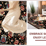 Ultra Soft Area Rug, Non Slip, Stain Resistant, Washable Area Rugs for Living Room, Bedroom, Paisley Floral Thin(Black)