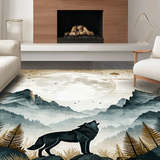 Ultra Soft Area Rug, Non Slip, Stain Resistant, Washable Area Rugs for Living Room, Bedroom, Artistic Howling Wolf Imagery(Gray)