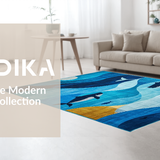 Ultra Soft Area Rug, Non Slip, Stain Resistant, Washable Area Rugs for Living Room, Bedroom, Trendy Blue Toned Aesthetic(Blue)