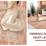 Ultra Soft Area Rug, Non Slip, Stain Resistant, Washable Area Rugs for Living Room, Bedroom, Elegant Rustic Floral Motif(Orange)