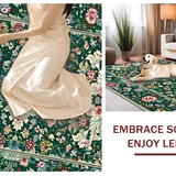 Ultra Soft Area Rug, Non Slip, Stain Resistant, Washable Area Rugs for Living Room, Bedroom, Artful Soft Pastel Leaf Patterns(Green)
