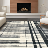 Ultra Soft Area Rug, Non Slip, Stain Resistant, Washable Area Rugs for Living Room, Bedroom, Elegant Contrasting Stripe Pattern Rug Washable Holiday Welcome Decor(Gray)