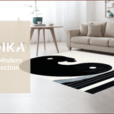 Ultra Soft Area Rug, Non Slip, Stain Resistant, Washable Area Rugs for Living Room, Bedroom, Contemporary Yin Yang Motif Accent(Black)