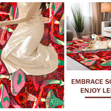 Ultra Soft Area Rug, Non Slip, Stain Resistant, Washable Area Rugs for Living Room, Bedroom, Eclectic Vibrant Nature Theme(Red)