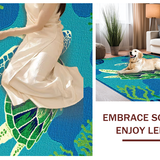 Ultra Soft Area Rug, Non Slip, Stain Resistant, Washable Area Rugs for Living Room, Bedroom, Whimsical Beachy Animal Design(Blue)